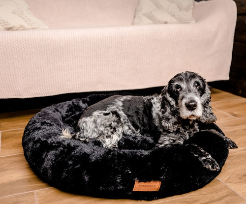 MIMIKO Pets Dog Bed Lair Shaggy Round XL 75cm, black