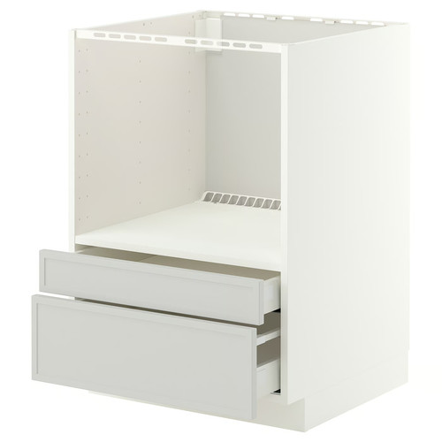 METOD/MAXIMERA Base cabinet f combi micro/drawers, white/Aspudden light grey, 60x60 cm