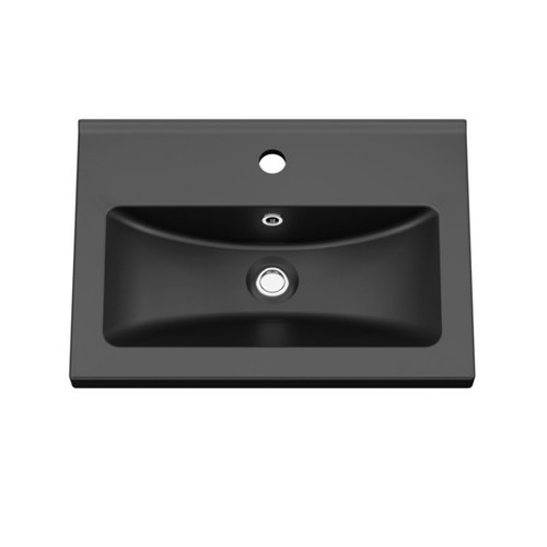 GoodHome Ceramic Wash-basin Nira slim 16 x 38 x 52.8 cm, black