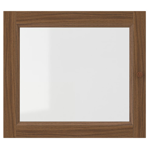 OXBERG Glass door, brown walnut effect, 40x35 cm