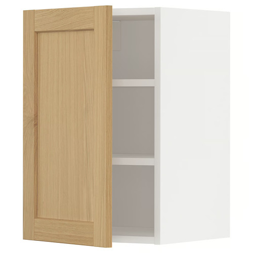 METOD Wall cabinet with shelves, white/Forsbacka oak, 40x60 cm