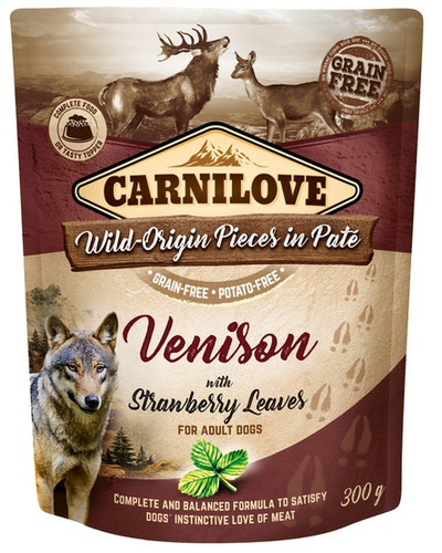 Carnilove Dog Food Venison & Strawberry Leaves in Pate 300g