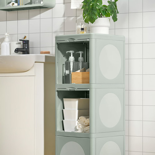 IVÖSJÖN Cabinet with doors, green, 33x34x99 cm