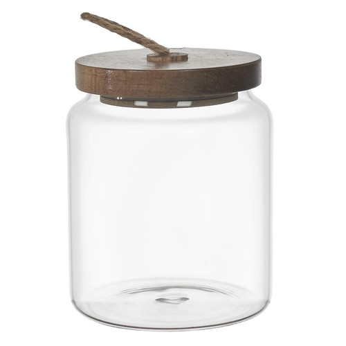 Elegant Glass Jar with Acacia Wood Lid 13 cm