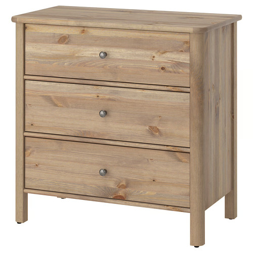 STOREMOLLA Chest of 3 drawers, grey-brown stained, 93x50x91 cm