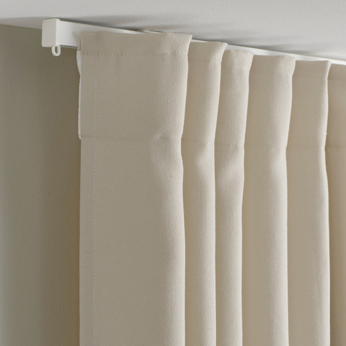 GINSTMOTT Curtains, 1 pair, beige/with heading tape, 145x300 cm