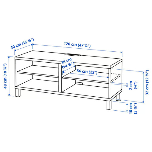 BESTÅ TV bench, white, 120x40x48 cm