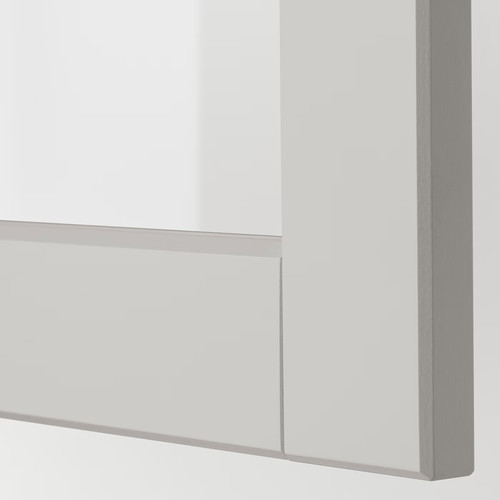 METOD Wall cabinet w shelves/2 glass drs, white/Lerhyttan light grey, 80x100 cm
