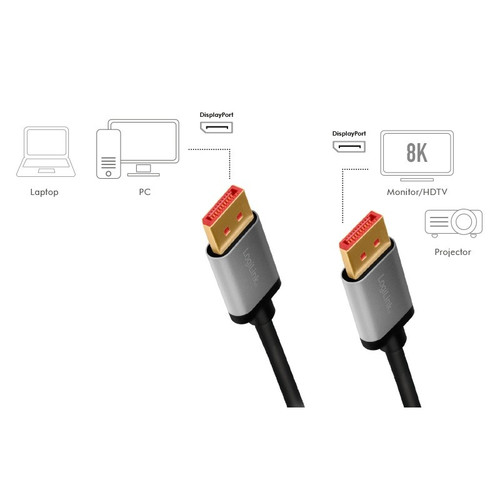 LogiLink DisplayPort Cable 8K/60 Hz DP/M to DP/M 1 m