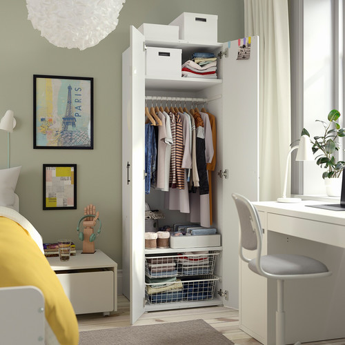 SMÅSTAD / PLATSA Wardrobe, white/white, 60x57x181 cm