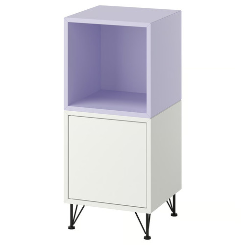 EKET Cabinet combination with legs, white pale lilac/metal black, 35x35x80 cm