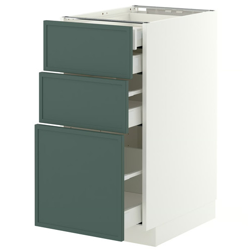 METOD/MAXIMERA Base cb 3 frnts/2 low/1 md/1 hi drw, white/Aspudden dark grey-green, 40x60 cm