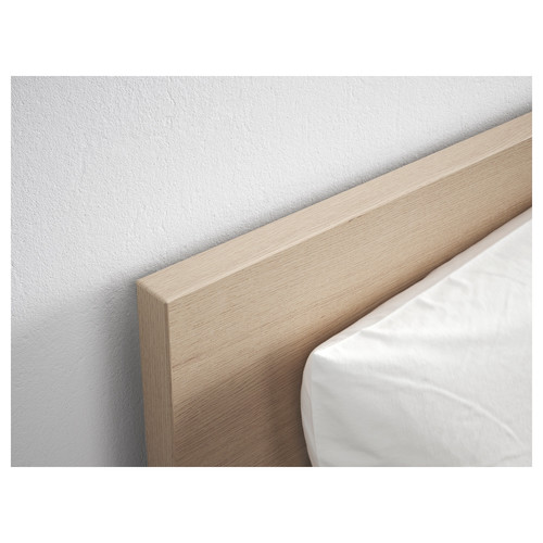 MALM Bed frame, high, white stained oak veneer/Lindbåden, 180x200 cm