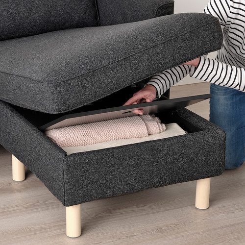 PÄRUP 3-seat sofa with chaise longue, Gunnared dark grey