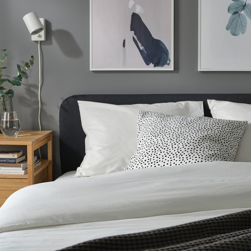 BJÖRKGRÅMAL Cushion cover, white/black, 50x50 cm