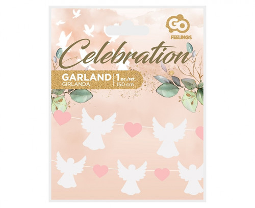 Paper Decorative Garland Angels & Pink Hearts 150cm