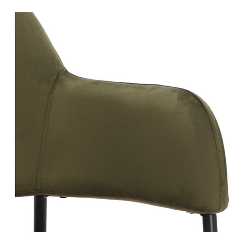 Dining Chair Lima, velvet, armrests, green