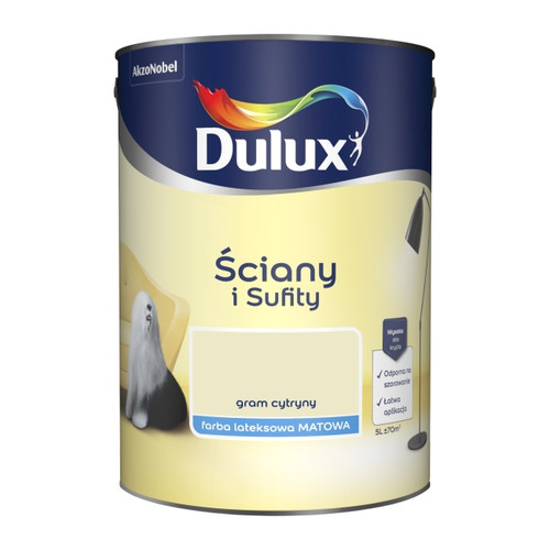 Dulux Walls & Ceilings Matt Latex Paint 5l gram of lemon