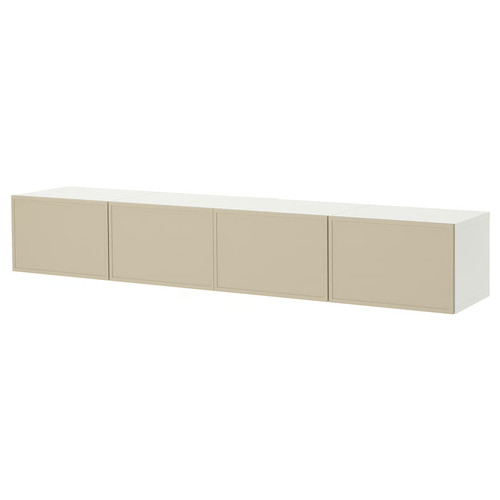 BESTÅ TV bench with doors, white/Krukmakare beige, 240x42x38 cm