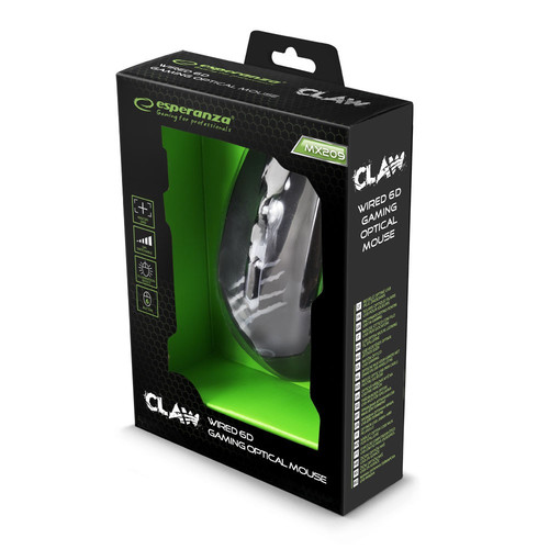 Esperanza CLAW GREEN Optical Wired Gaming Mouse 6D USB MX209