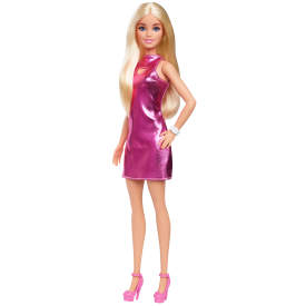 Barbie Fashionistas Doll #230 in Metallic Pink Minidress HYT88 3+