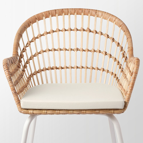 NILSOVE / NORNA Chair with chair pad, rattan white/Laila natural