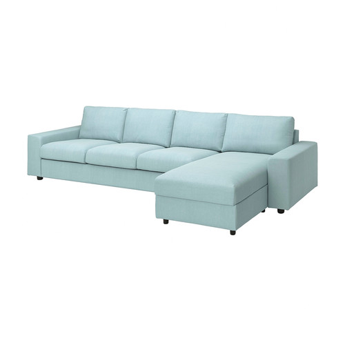 VIMLE Cover 4-seat sofa w chaise longue, with wide armrests/Saxemara light blue