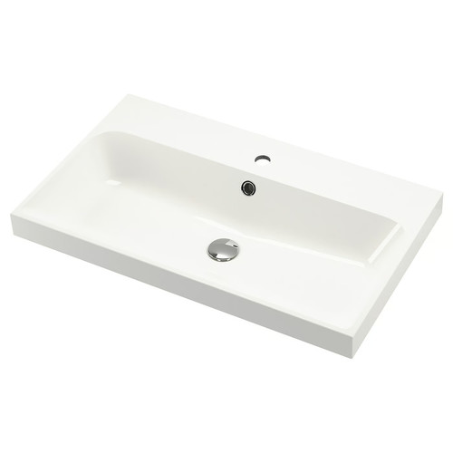 BACKSJÖN Wash-basin, white, 80x48 cm