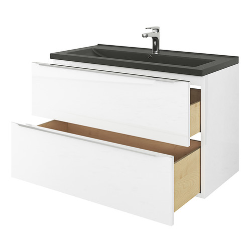 GoodHome Wash-basin Nira 100 cm, black