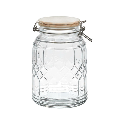 Glass Storage Jar with Bamboo Lid 1.8l