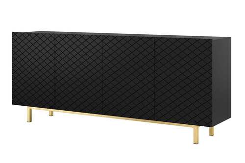 Four-Door Cabinet Scalia II 190, matt black/gold legs