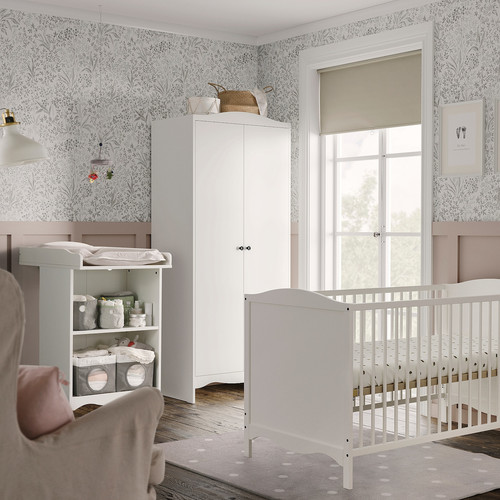 SMÅGÖRA 3-piece baby furniture set, white, 70x140 cm