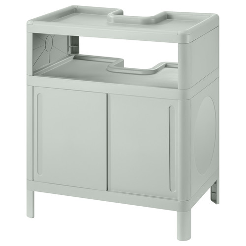IVÖSJÖN Wash-basin base cabinet, with sliding doors/green, 50x33x57 cm