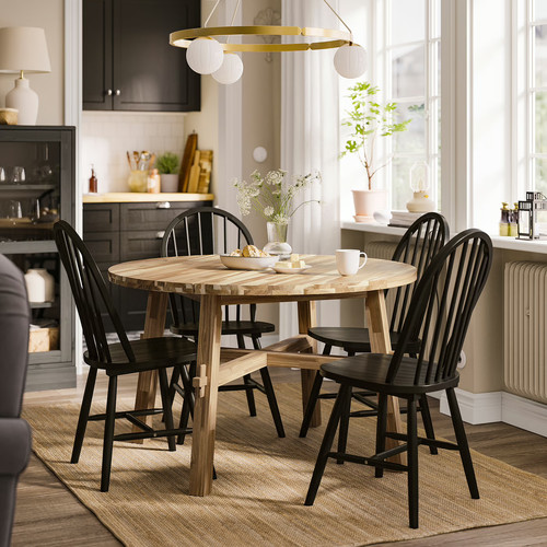 SKOGSTA / SKOGSTA Table and 4 chairs, acacia/black, 120 cm