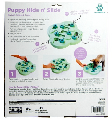 Nina Ottosson Puppy Hide 'N Slide Green Educational Game for Dogs Level 2