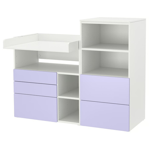 SMÅSTAD / PLATSA Changing table, white lilac/with bookcase, 150x79x123 cm