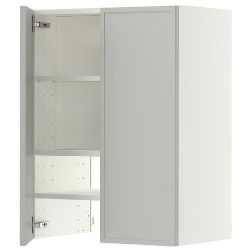 METOD Wall cb f extr hood w shlf/door, white/Aspudden light grey, 60x80 cm