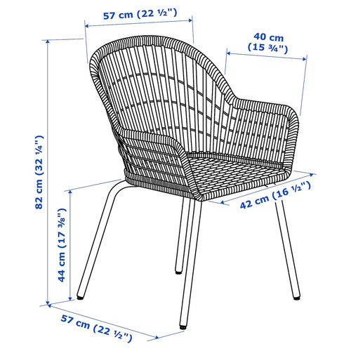 NILSOVE Chair with armrests, rattan, white
