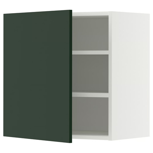 METOD Wall cabinet with shelves, white/Havstorp deep green, 60x60 cm