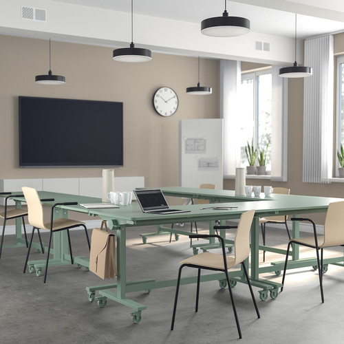 MITTZON Foldable table with castors, green, 140x70 cm