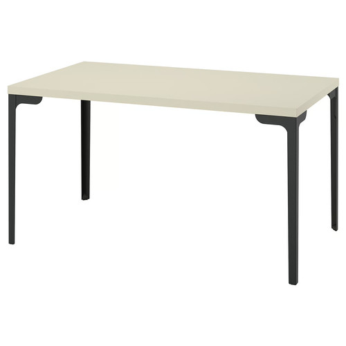 SKÅLSTA Table, light grey-beige/straight black-grey, 140x80 cm
