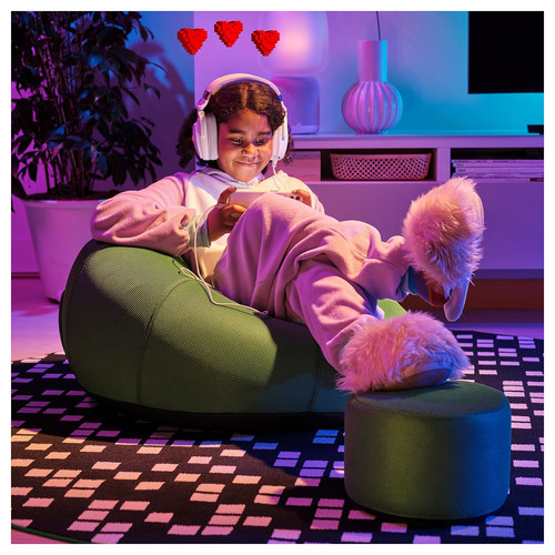 BRÄNNBOLL Inflatable gaming lounge chair, bright green