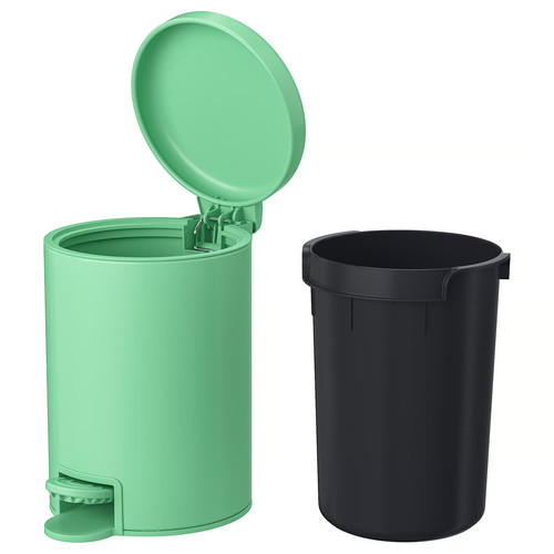 GANSJÖN Waste bin, light green, 3 l