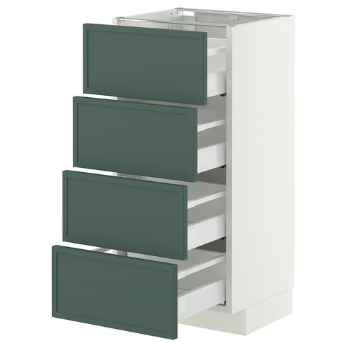 METOD/MAXIMERA Base cab 4 frnts/4 drawers, white/Aspudden dark grey-green, 40x37 cm