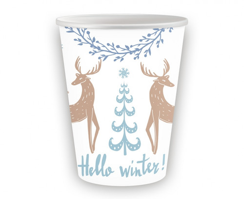 Christmas Disposable Paper Party Cup Hello Winter 250ml 6pcs