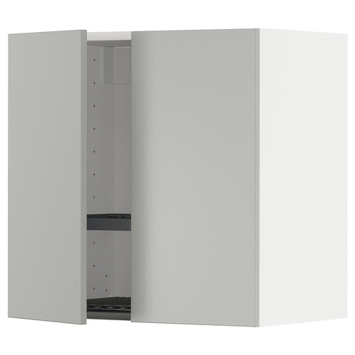 METOD Wall cabinet w dish drainer/2 doors, white/Havstorp light grey, 60x60 cm