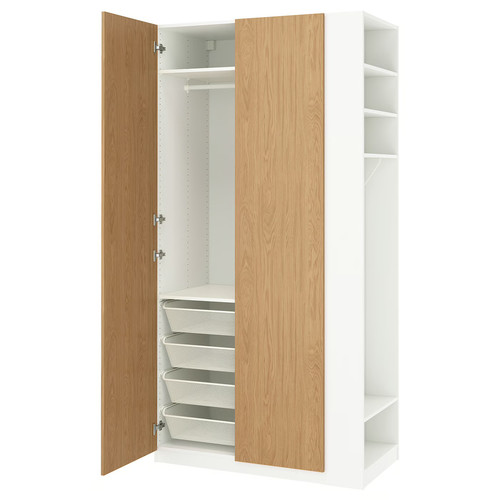PAX / STORKLINTA Wardrobe combination, white oak effect/white, 120x60x236 cm