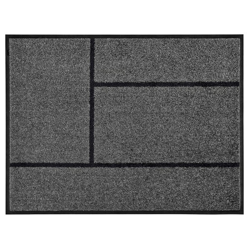 KÖGE Door mat, grey, black, 69x90 cm