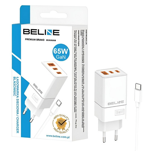 Beline Wall Charger EU Plug 65W GaN 2xUSB-C +USB-A + USB-C cable