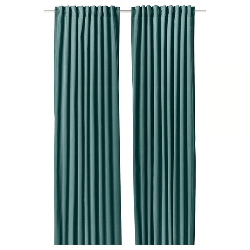 SANELA Curtains, 1 pair, dark grey-turquoise, 140x300 cm